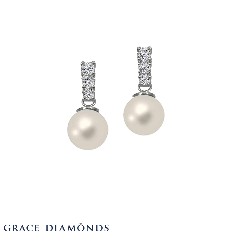 Pearl and Diamond Drop Earring