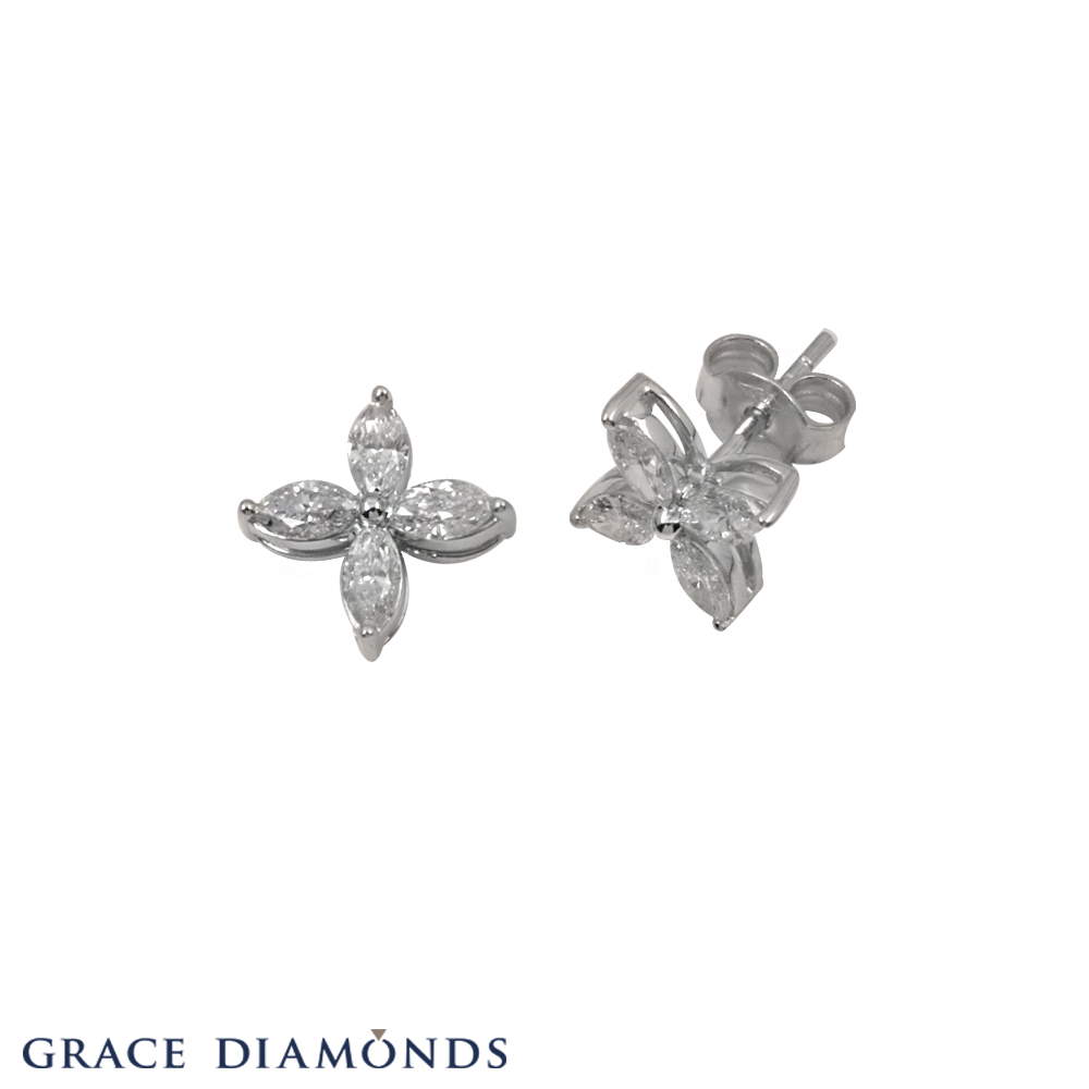 Flower Shaped Diamond Earring