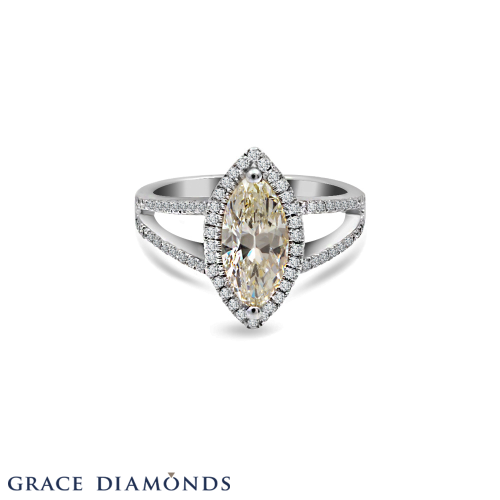 Marquise Shape Halo Diamond Ring