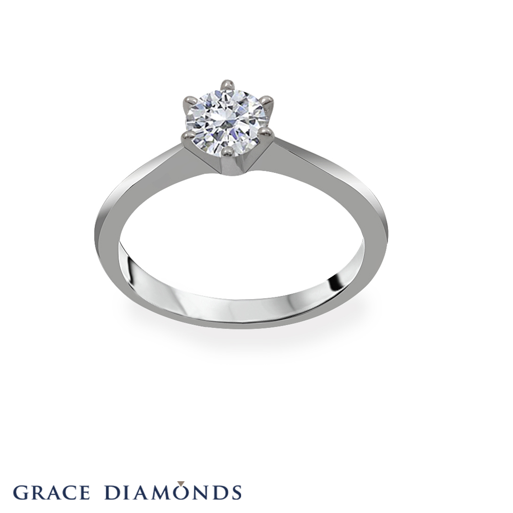 6 Prong Solitaire Diamond Engagement Ring